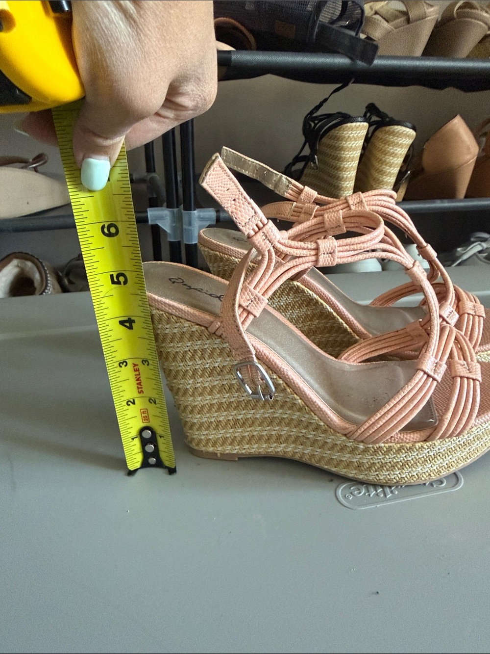Qupid Women's Peach Strappy wedge Sandals 7.5 NWOT - Picture 6 of 7